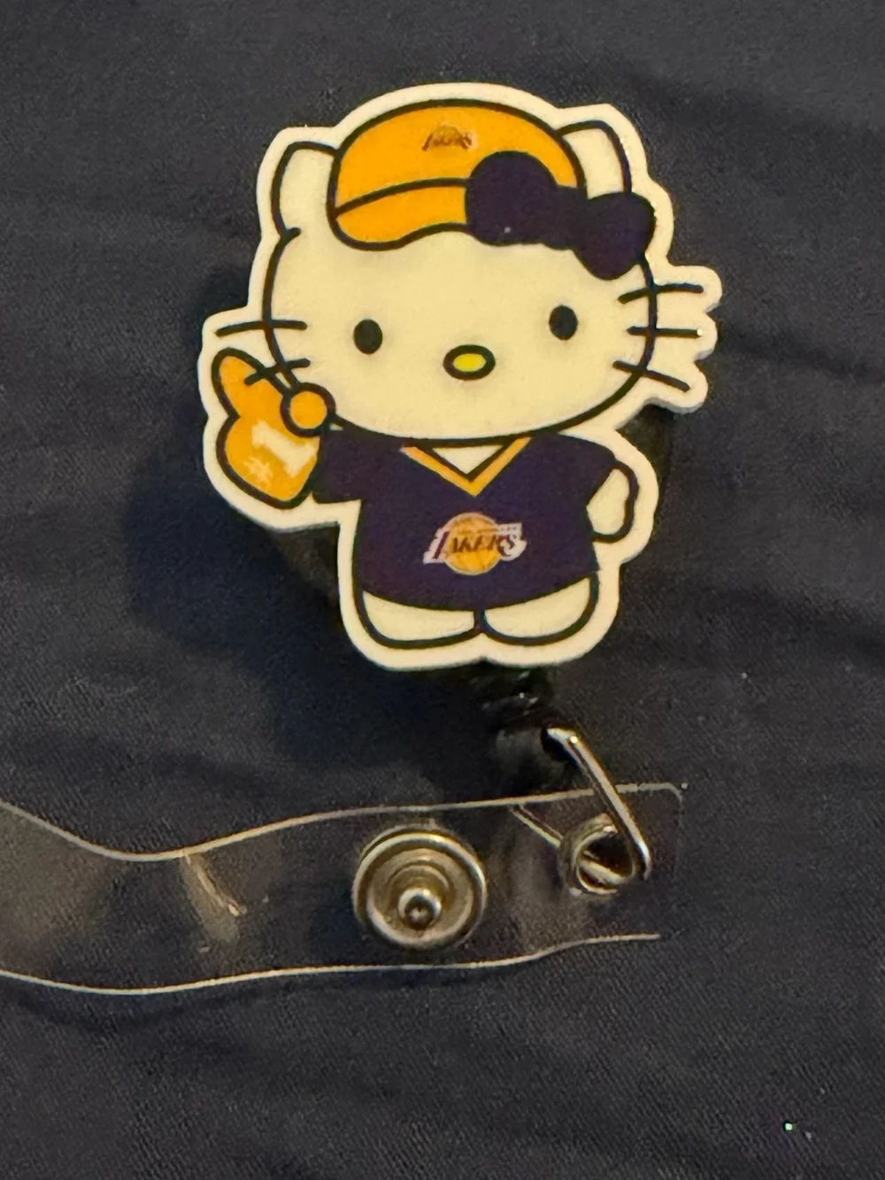 Hello Kitty Lakers Badge Reel - Purple & Yellow